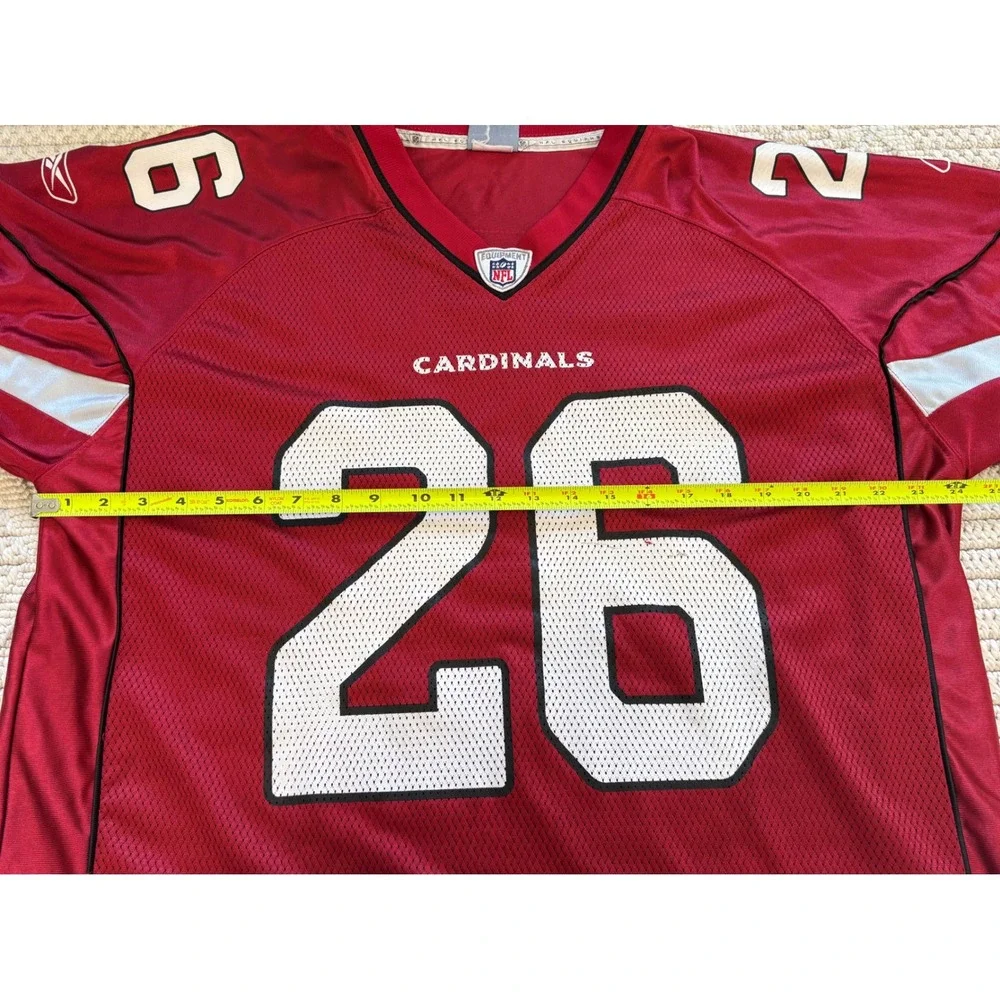 Reebok Arizona Cardinals Beanie Wells #26 Red Stitched Football Jersey Men's‎ L